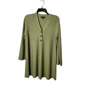 Ann Taylor Olive Green Ribbed Long Sleeve Tunic Dress